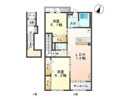 NEOMAX(2LDK/2階)の間取り写真