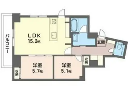 ブランヴェール(1LDK/6階)の間取り写真