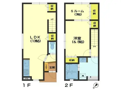 リーテハイムIIB棟(1SLDK/1階)の間取り写真