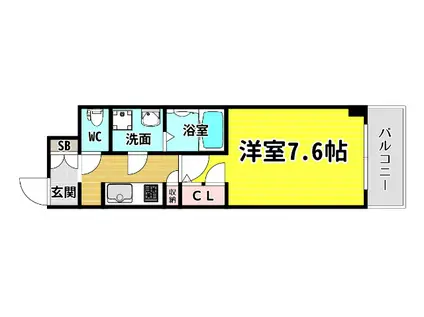 レジュールアッシュ心斎橋ヴィータ(1K/5階)の間取り写真