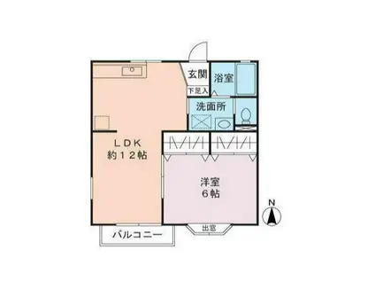 カトレアハイツ(1LDK/1階)の間取り写真