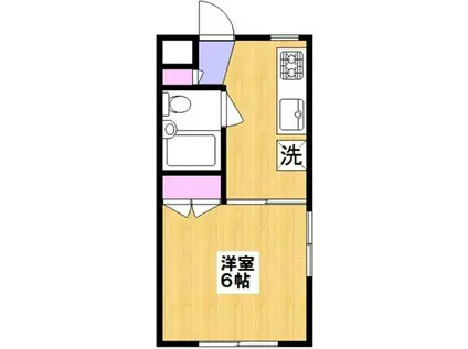 多摩パークサイドマンション(1K/2階)の間取り写真