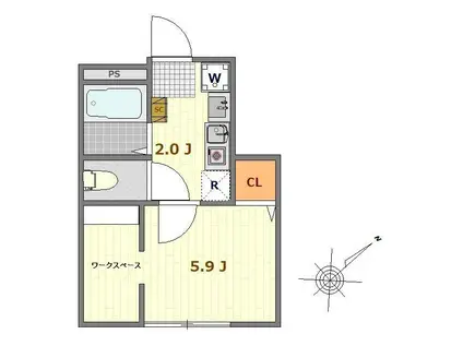CS飛田給(1K/1階)の間取り写真
