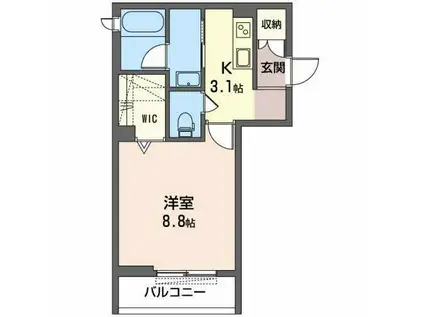 カトルパレ駅北(1K/3階)の間取り写真
