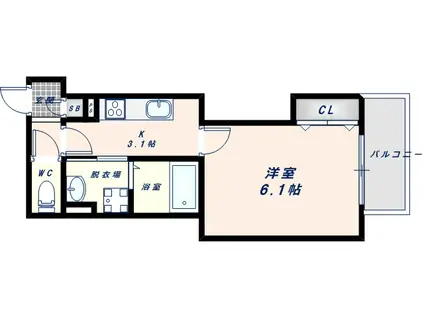 クリエオーレ小若江(1K/2階)の間取り写真