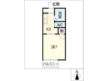 タウン広小路B棟(1K/2階)の間取り写真