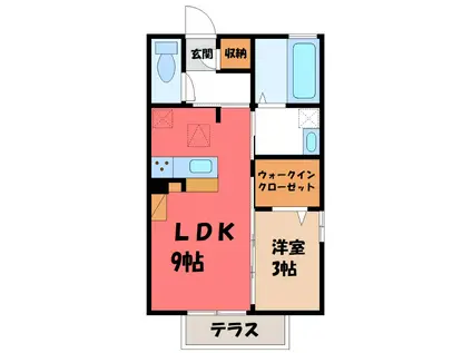 アエラス C(1LDK/1階)の間取り写真