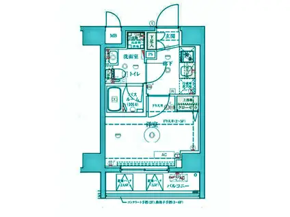 グランヴァン元住吉(1K/6階)の間取り写真