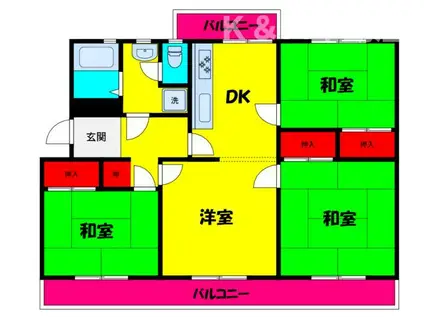 大津ヶ丘第一3 1 8号棟(4DK/4階)の間取り写真