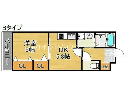 LEE玉出ビル(1DK/4階)の間取り写真