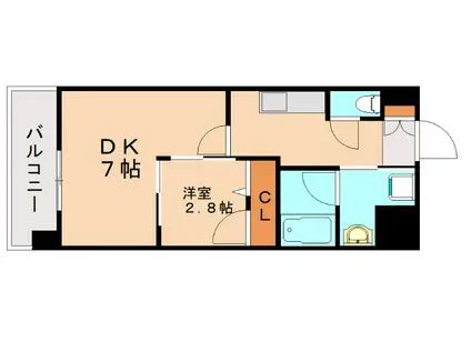 コンダクトレジデンス折尾(1DK/8階)の間取り写真