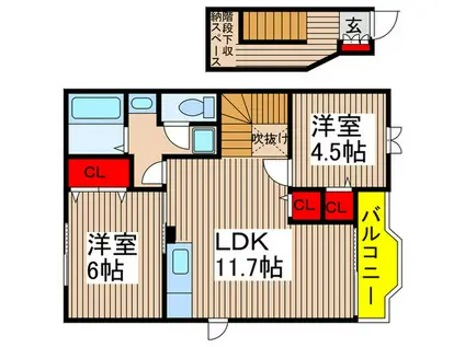 グレースコートII(2LDK/2階)の間取り写真