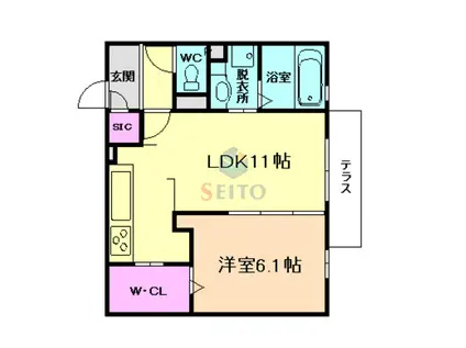 RAFFINE(1LDK/3階)の間取り写真