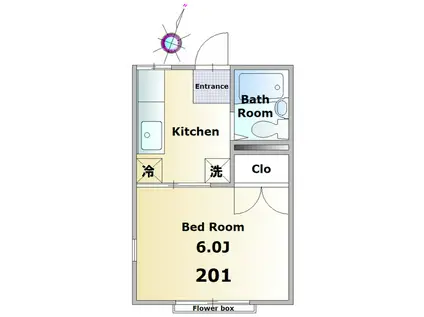 CASAさくら(1K/2階)の間取り写真