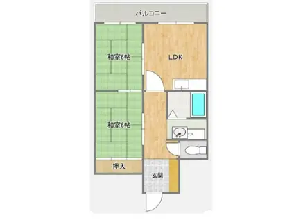 エクセル長居(2LDK/2階)の間取り写真