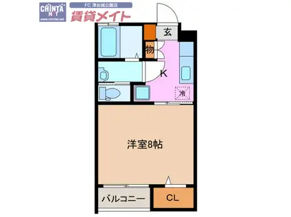 ヴェル ドミール(1K/1階)の間取り写真