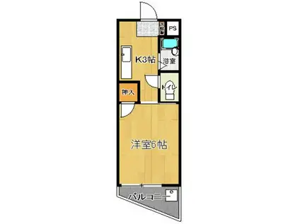 竹野屋ビル(1K/2階)の間取り写真