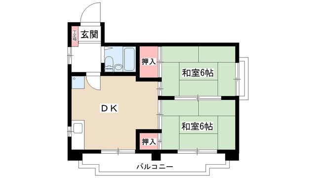 ブルーアッシュビルディング(2DK/4階)の間取り写真