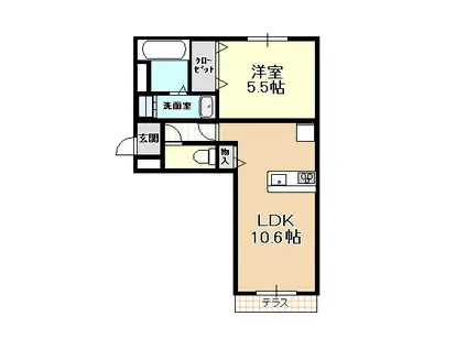 アソシエ高松東(1LDK/3階)の間取り写真