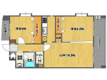セントレック(2LDK/5階)の間取り写真