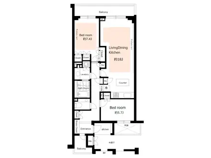 ディアナガーデン神宮前(2LDK/2階)の間取り写真