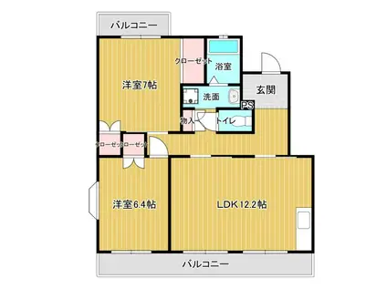 フォンティーヌ(2LDK/2階)の間取り写真