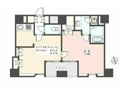 L-FLAT新富町(1LDK/6階)の間取り写真