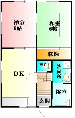 尾登ハイツ2(2DK/1階)の間取り写真