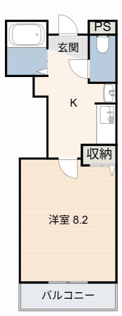 WHITE HILLS名高(1K/3階)の間取り写真
