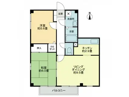 フォブール花(2LDK/1階)の間取り写真