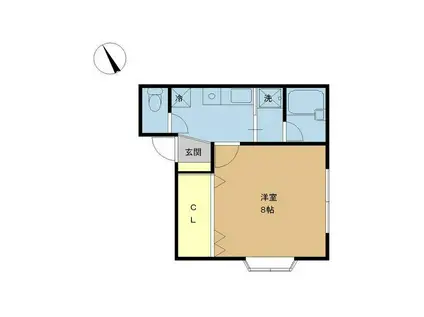 サンセベリアB(1K/2階)の間取り写真