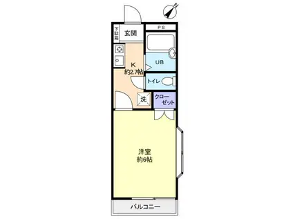 西八千代ガーデンハイツ(1K/2階)の間取り写真