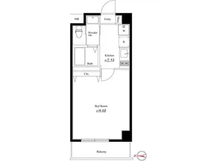 グラウンデュークス本所(1K/6階)の間取り写真