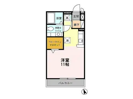 ソレアード(ワンルーム/2階)の間取り写真