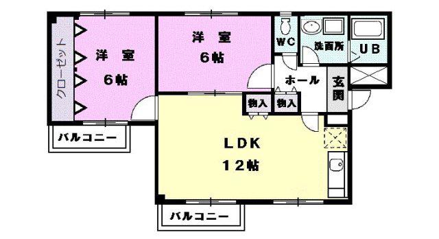 スターガーデン21(2LDK/2階)の間取り写真