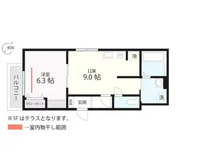 クワイエットクラブハウストゥギャザー横浜元町201(1LDK/2階)の間取り写真