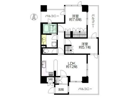 グランコピエ浅草雷門(2LDK/4階)の間取り写真