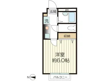 ハイブリッジ三田 II(1K/1階)の間取り写真