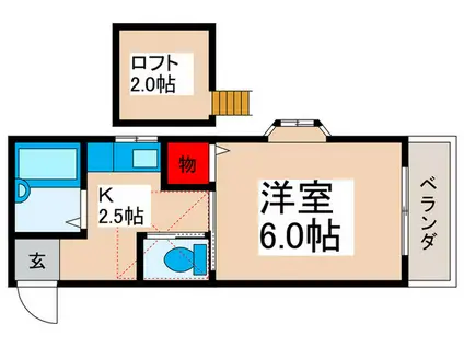ホワイトヴィラ(1K/2階)の間取り写真