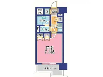 プリヴェール目黒行人坂(1K/7階)の間取り写真