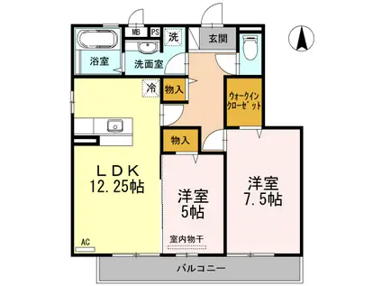 OTTS賀来(2LDK/2階)の間取り写真