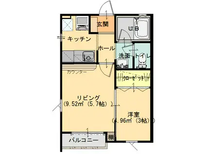 メゾン ド アジュール(1LK/2階)の間取り写真