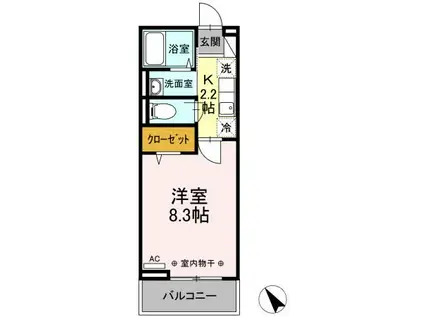 レジデンス甲州街道 I(1K/2階)の間取り写真