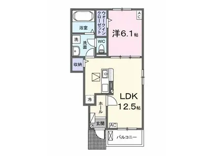 ル シエルA(1LDK/1階)の間取り写真