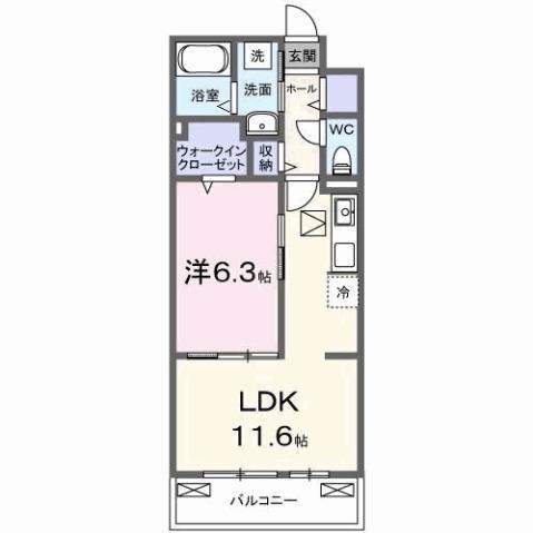 ベルヒルズノース(1LDK/1階)の間取り写真