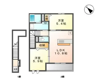 プランドール K(2LDK/2階)の間取り写真