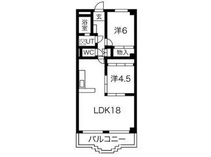 グランドヒルズ平野(2LDK/2階)の間取り写真