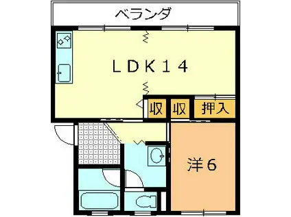 ハイツR(1LDK/3階)の間取り写真