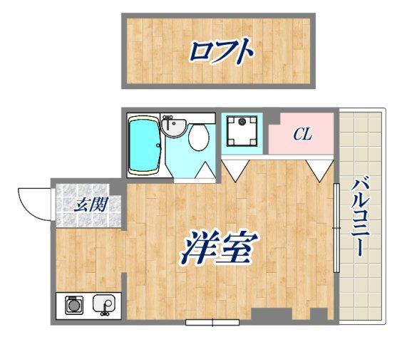 マーシュ門戸(ワンルーム/3階)の間取り写真