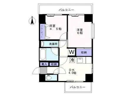 マイネカステル(2DK/4階)の間取り写真